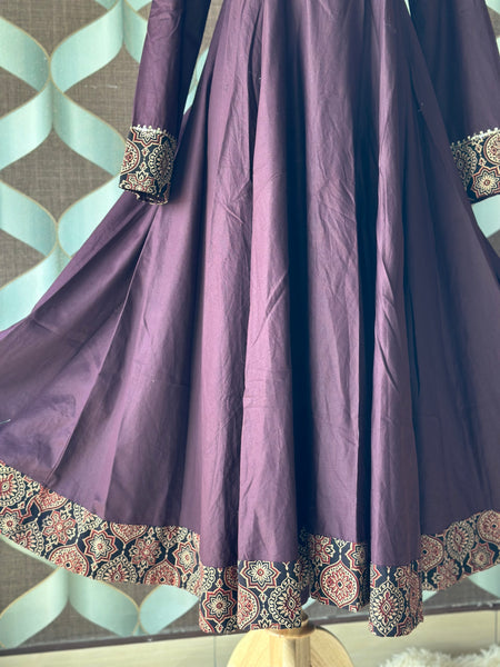 Dark Maroon Cotton Anarkali