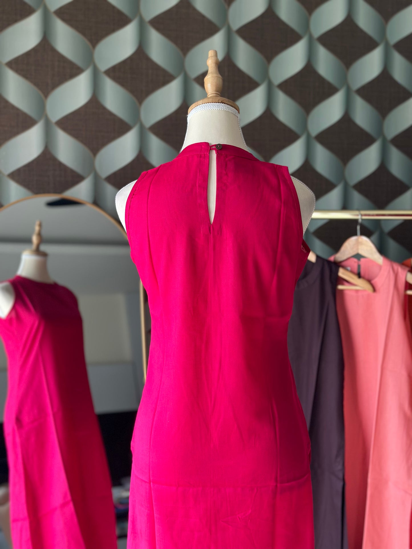 Fushia Pink Halter Cotton Kurta