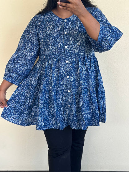 Indigo A-Line Tier Cotton Top