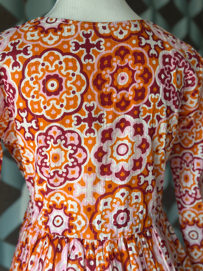 Orange Printed Cotton Top