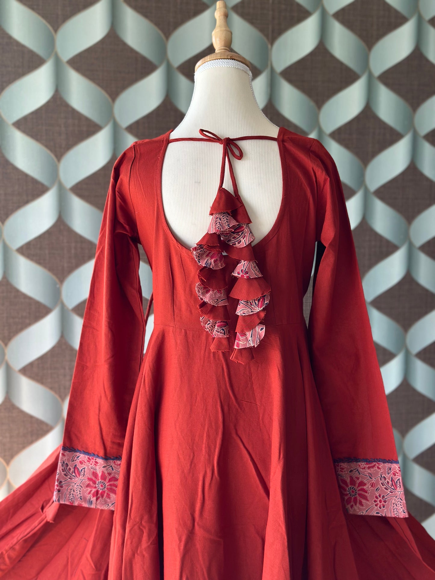 Burnt Orange Cotton Anarkali