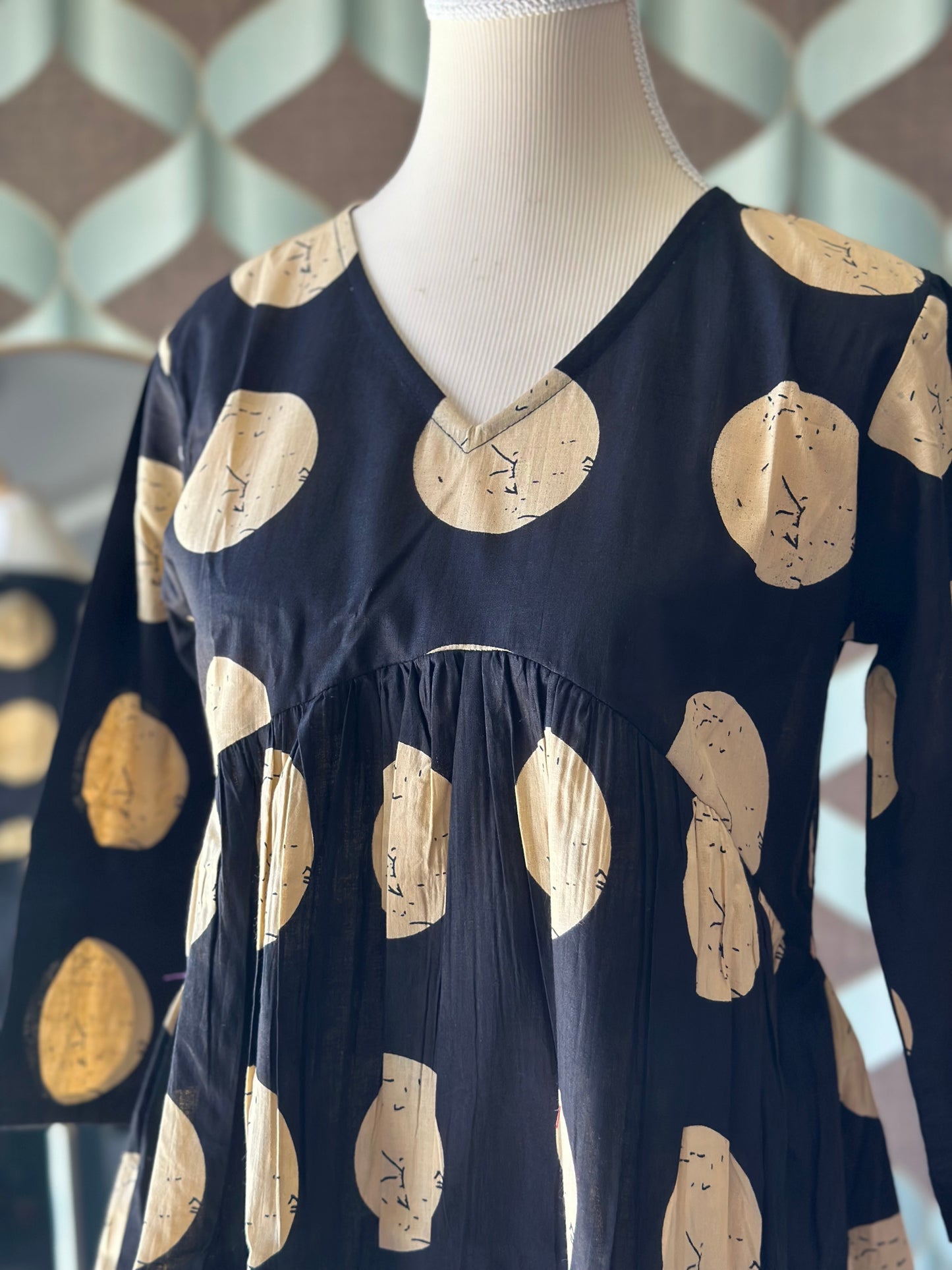 Black & Beige Polka Top