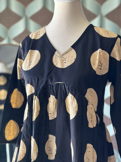 Black & Beige Polka Top