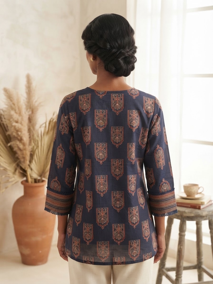 Blue Heritage Cotton Short Top