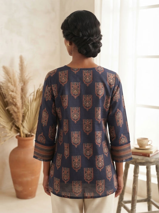 Blue Heritage Cotton Short Top