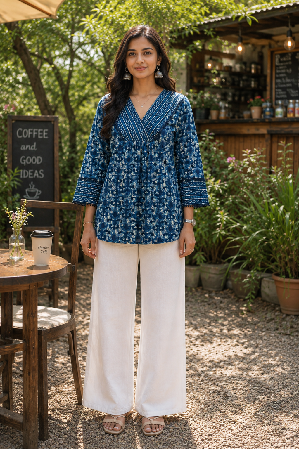 Indigo Blue Cotton Short Top