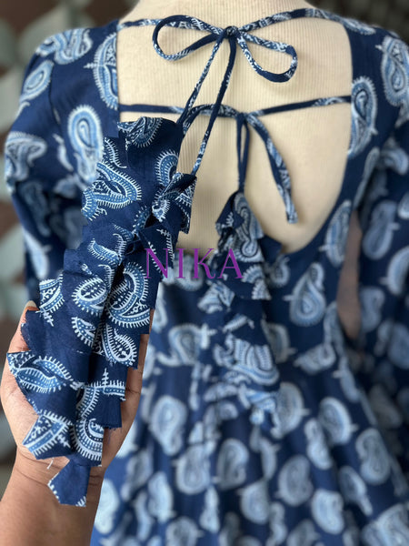 Paisley Indigo Blue Anarkali
