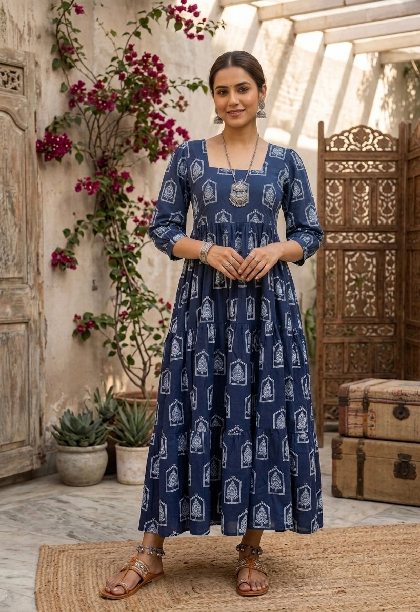 Indigo Blue Midi Dress