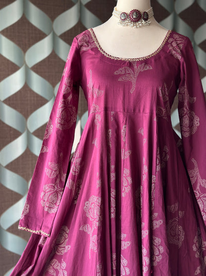Purple Rose Cotton Anarkali