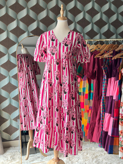Pink Peacock Tier Dress