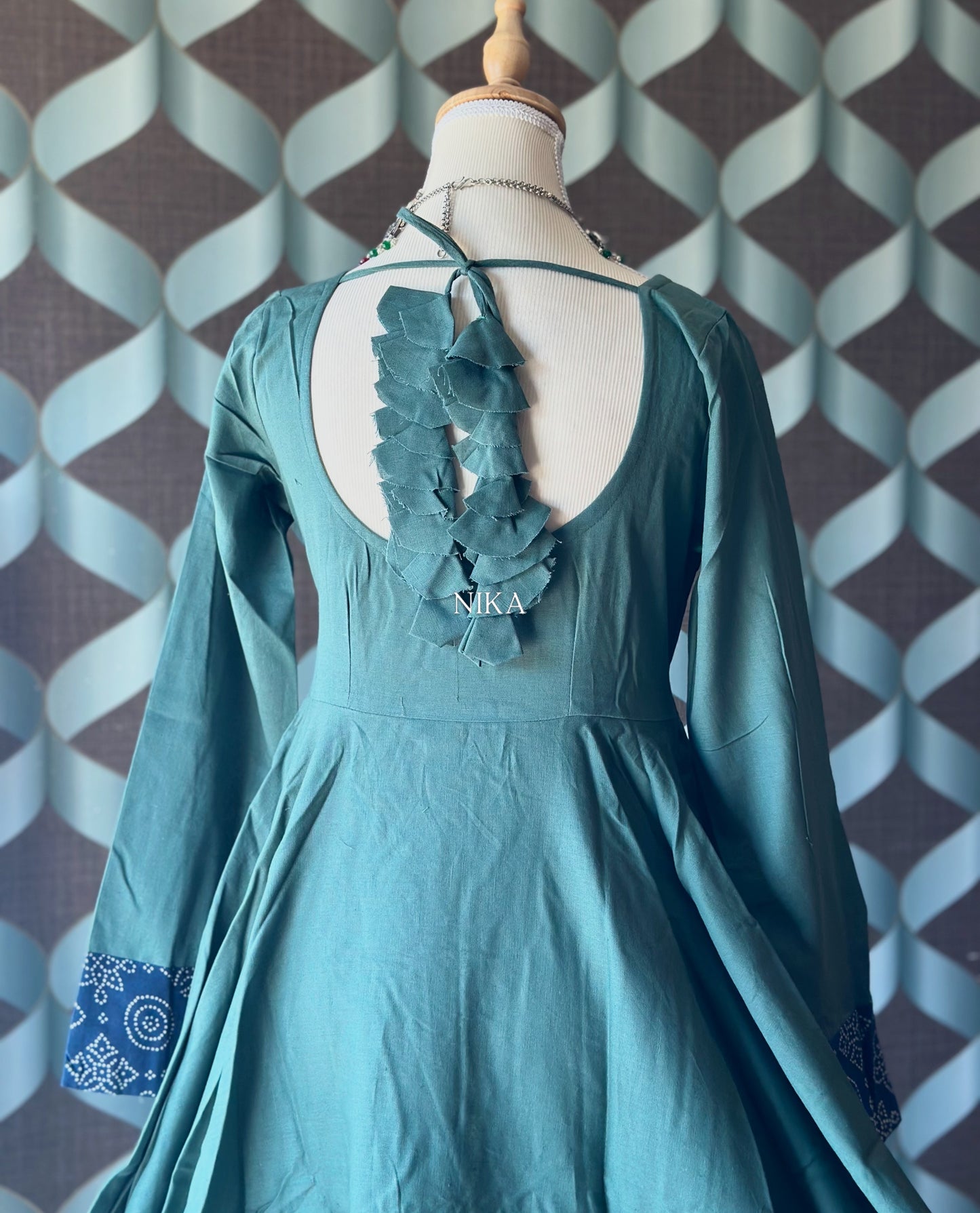 Dusty Teal Cotton Anarkali