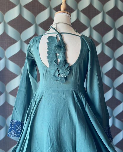 Dusty Teal Cotton Anarkali