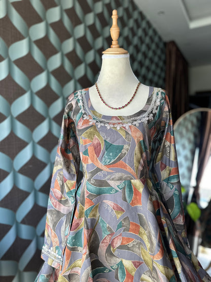 Grey Multicolor Anarkali