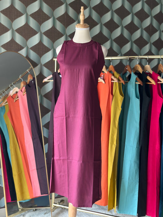 Burgundy Halter Cotton Kurta