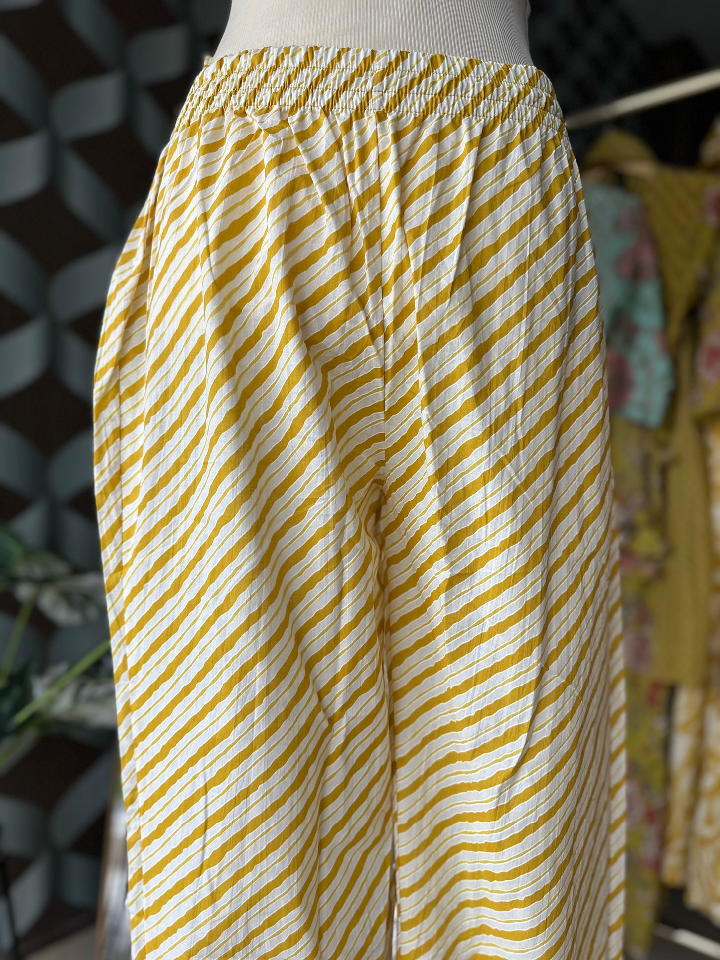 Lemon Yellow Cotton Anarkali Suit Set