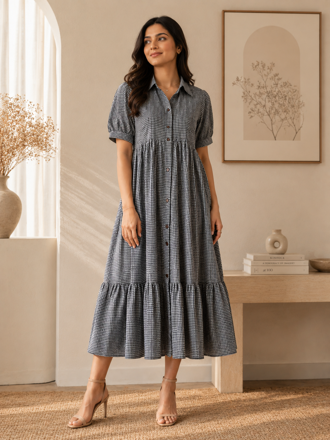 Gingham Midi Dress