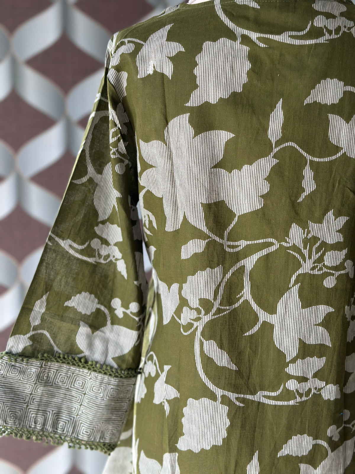 Green Floral Cotton Top