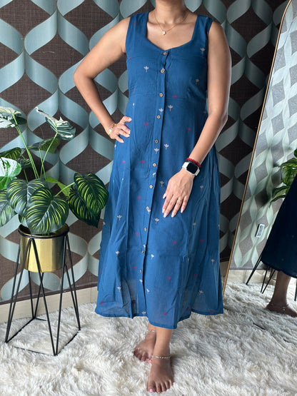 Varnika Demin Blue Handloom Dress