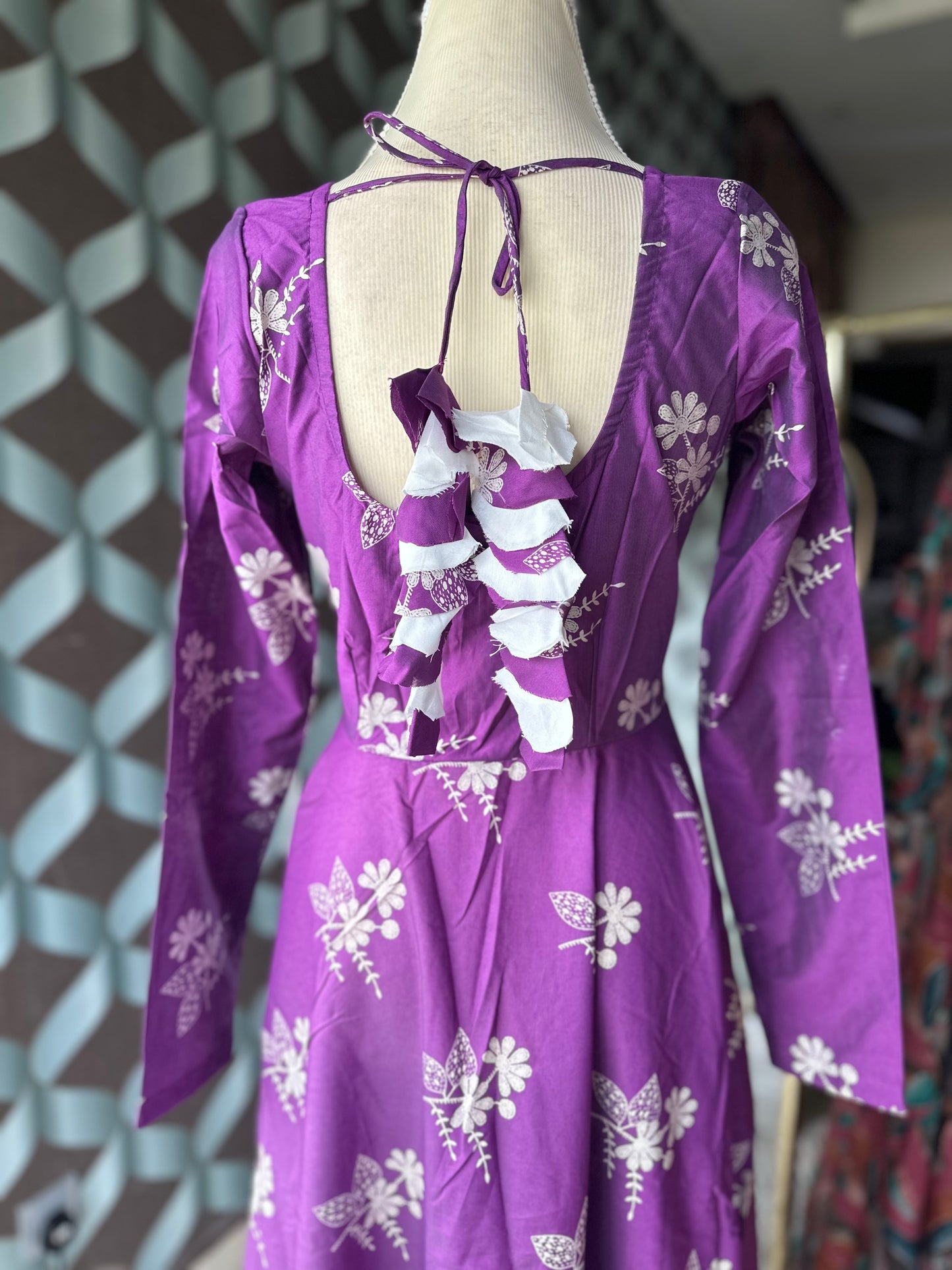 Purple & White Floral Anarkali