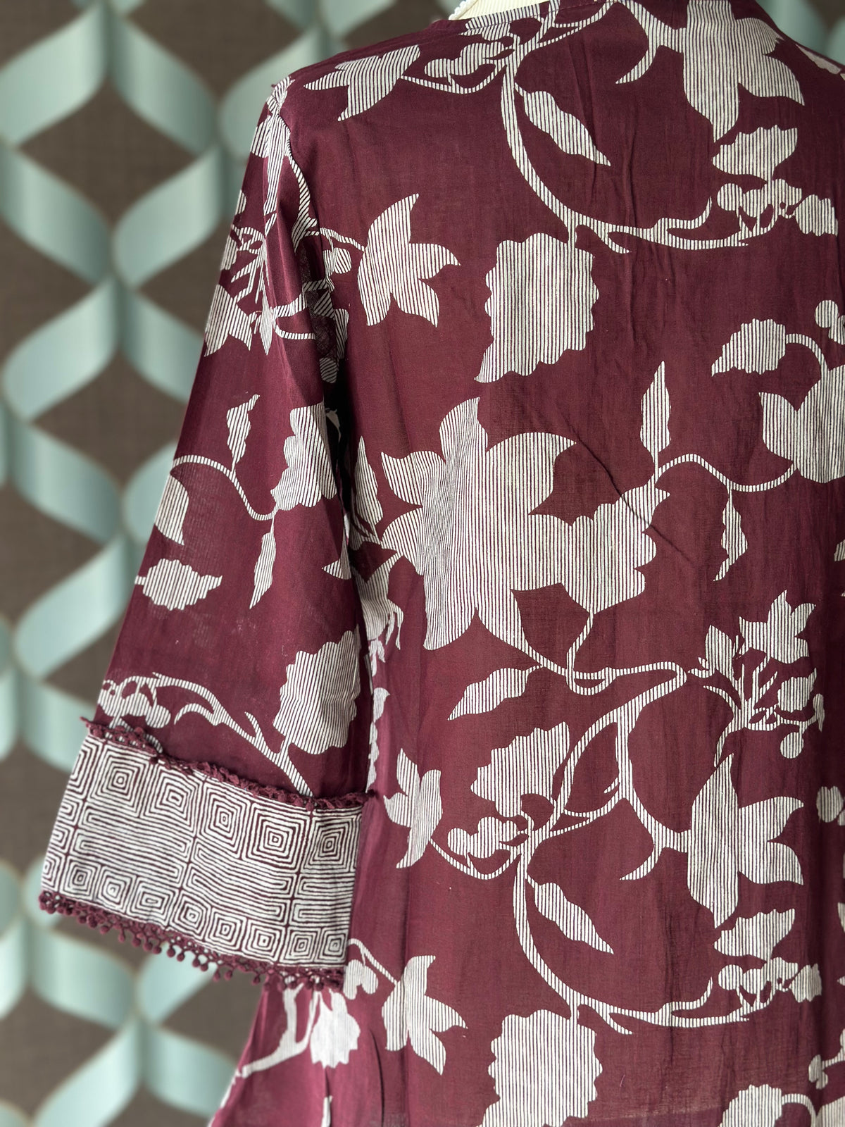 Wine Purple Floral Cotton Top