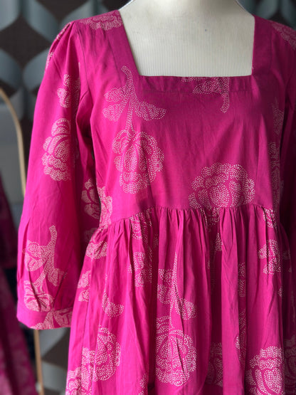 Magenta Rose Midi Dress