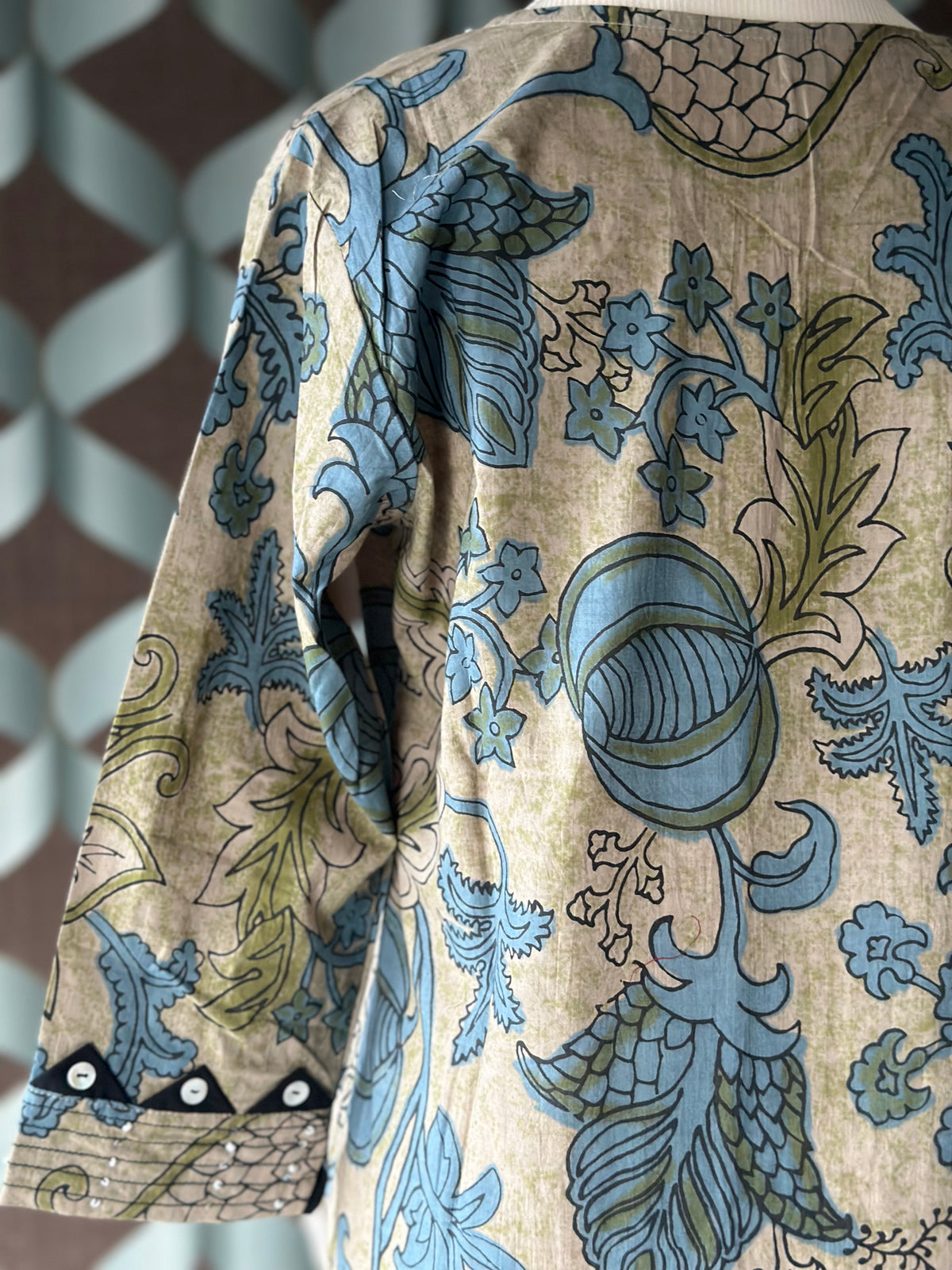 Olive Paisley Cotton Short Top