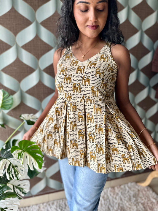Cream Elephant Short Top