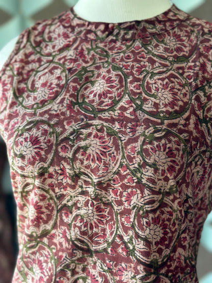 Red Kalamkari Halter Cotton Kurta