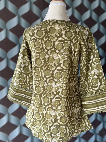 Sage Green Foral Cotton Top