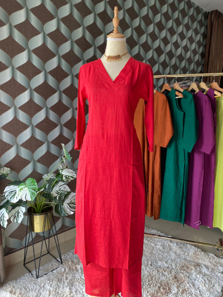 Chili Red V-Neck Set