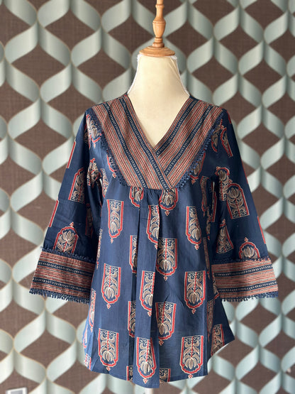 Blue Heritage Cotton Short Top
