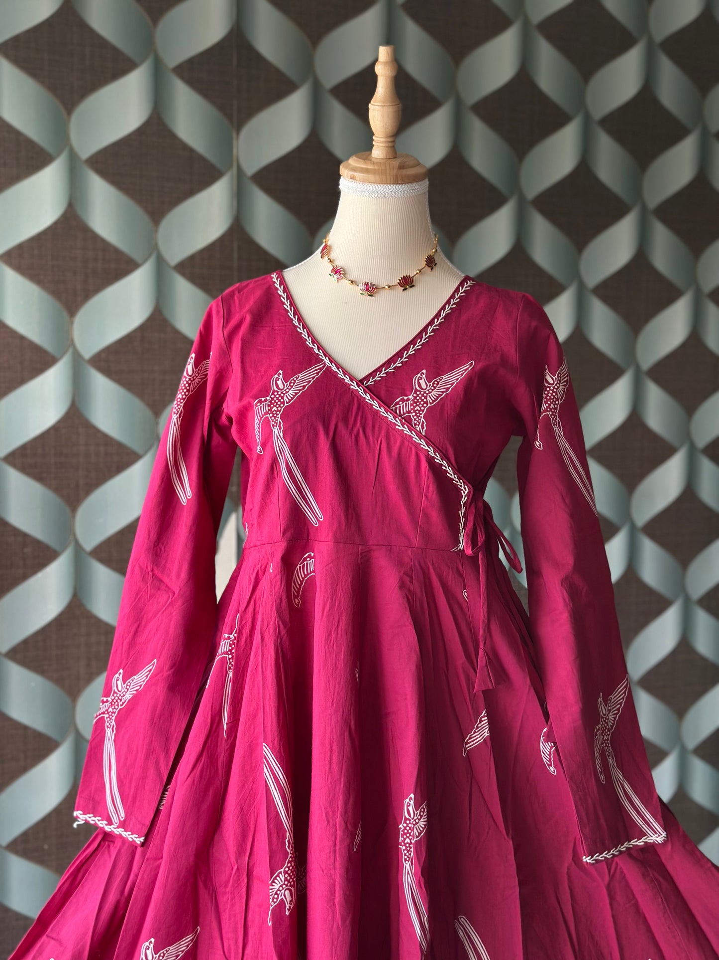 Magenta Pink Cotton Anarkali