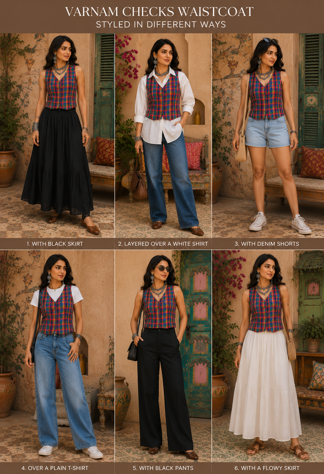 Bright Varnam Madras Check Waistcoat
