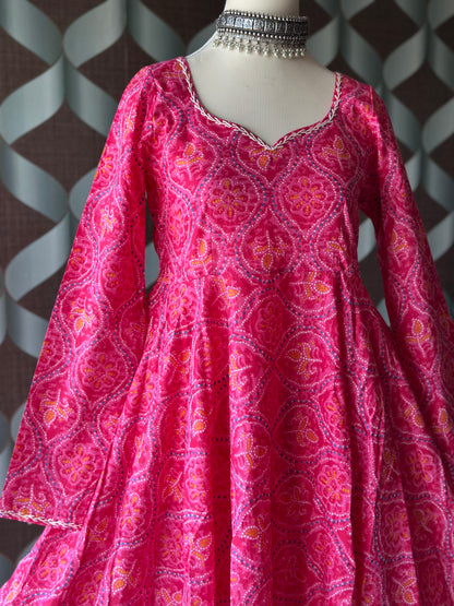Bhandini Radiant Rose Pink Cotton Anarkali