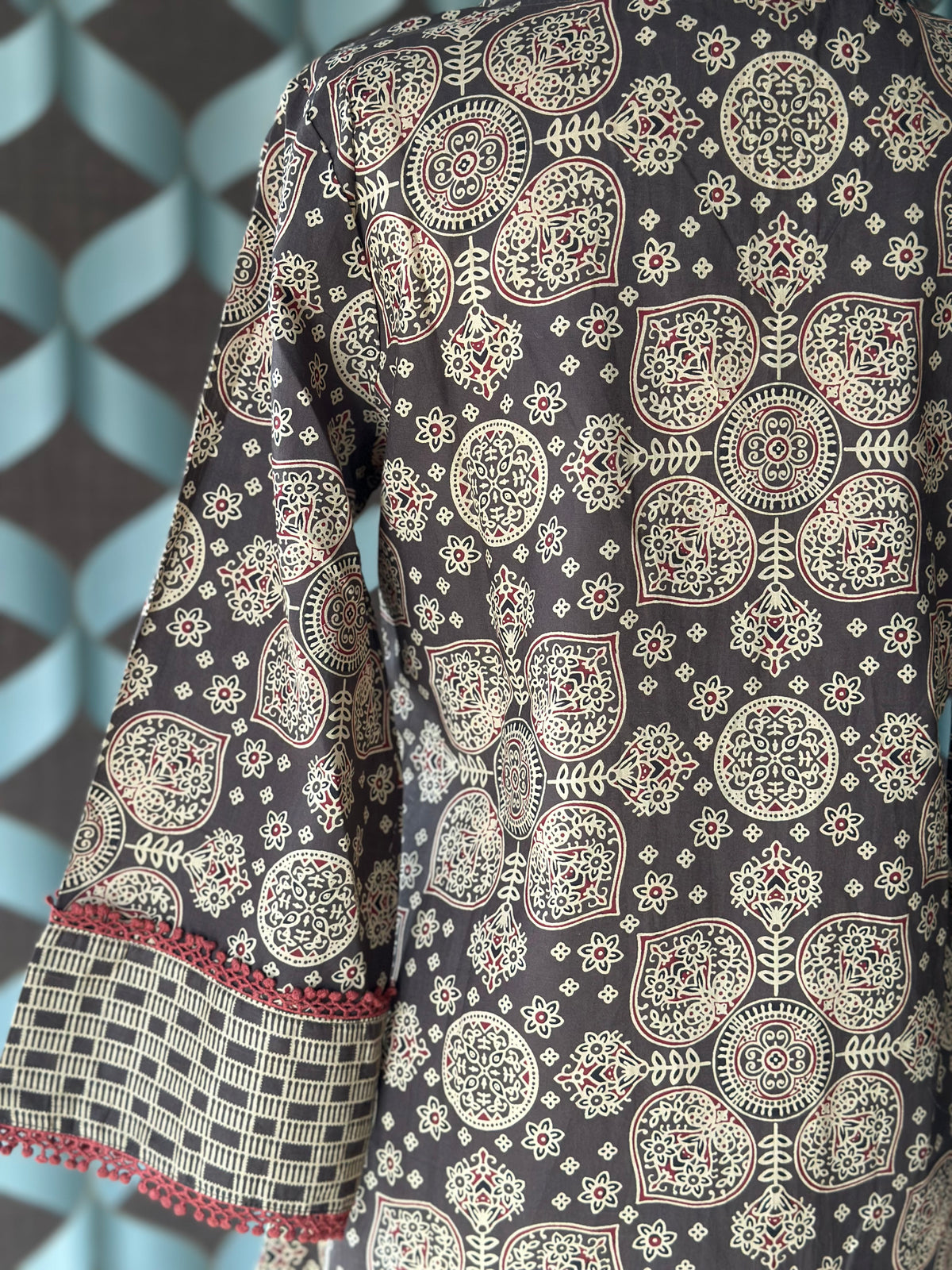 Dark Brown Floral Cotton Top