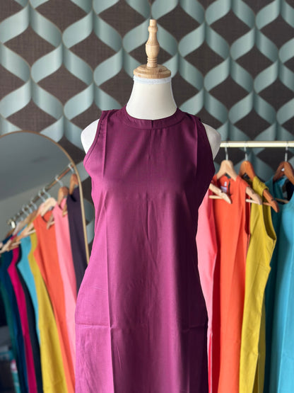 Burgundy Halter Cotton Kurta