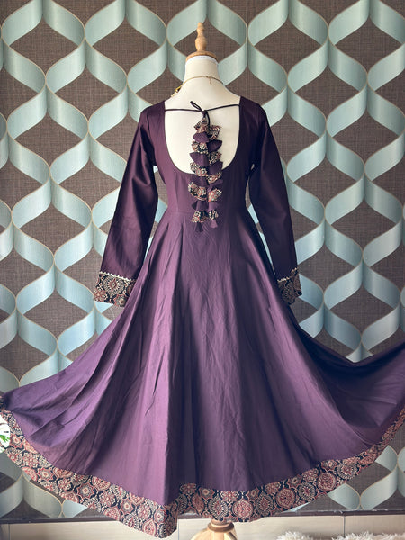 Dark Maroon Cotton Anarkali