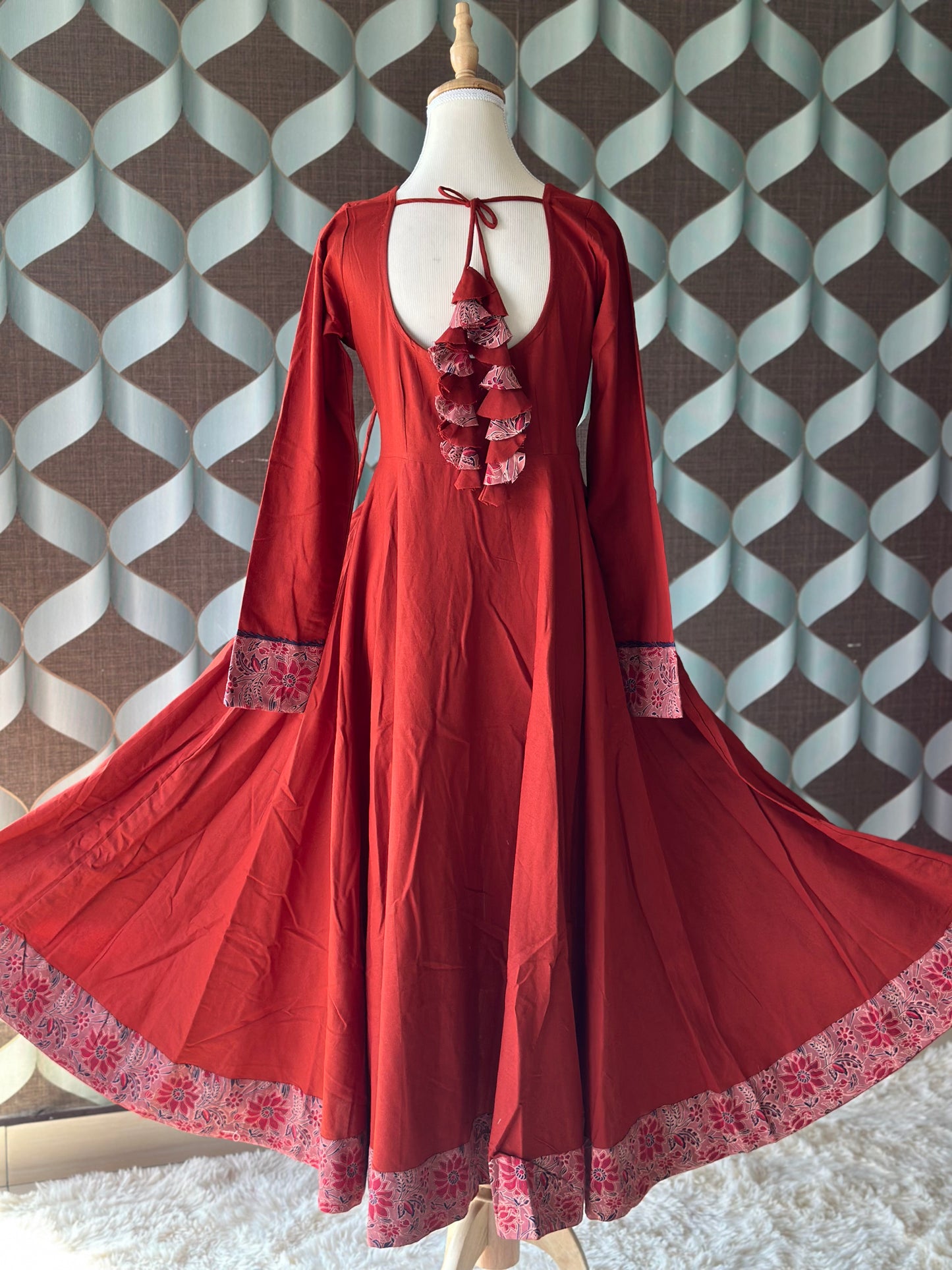 Burnt Orange Cotton Anarkali