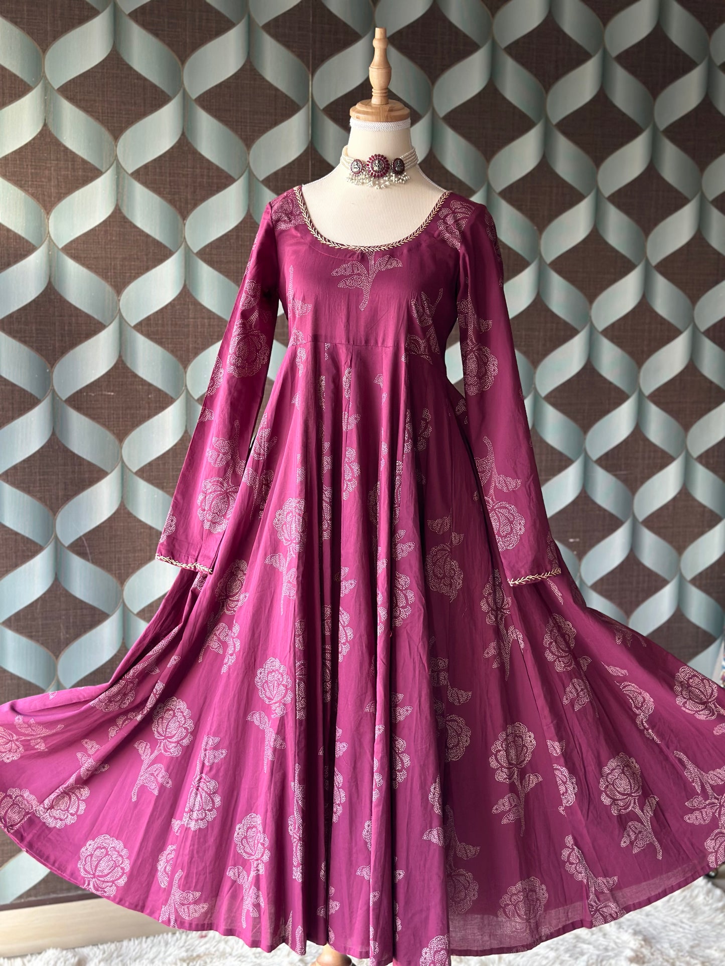 Purple Rose Cotton Anarkali