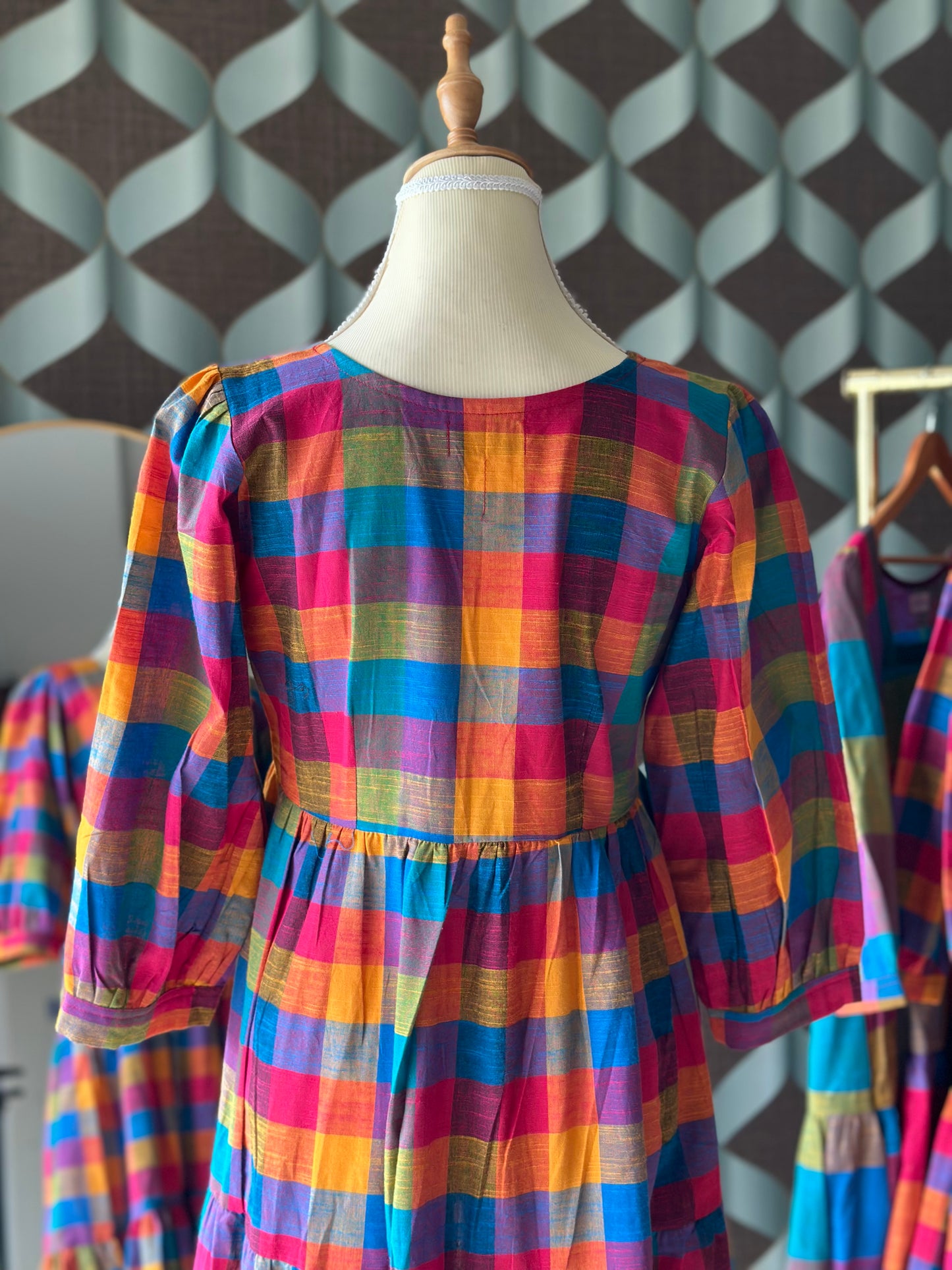 Varnam Madras Check Midi Dress