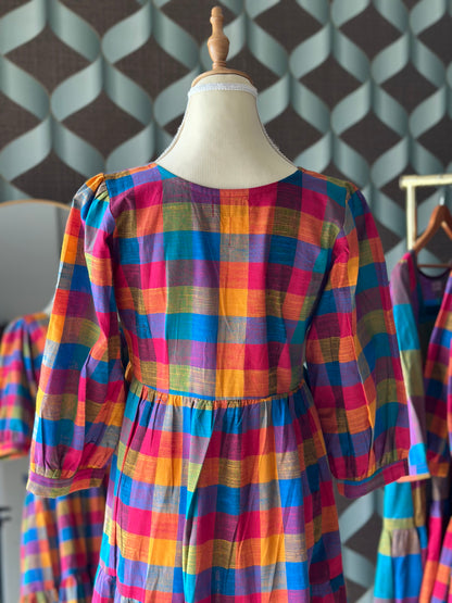 Varnam Madras Check Midi Dress