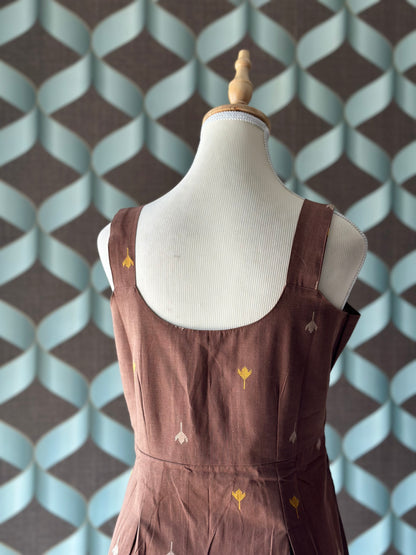 Chocolate Brown Handloom Cotton Short Top