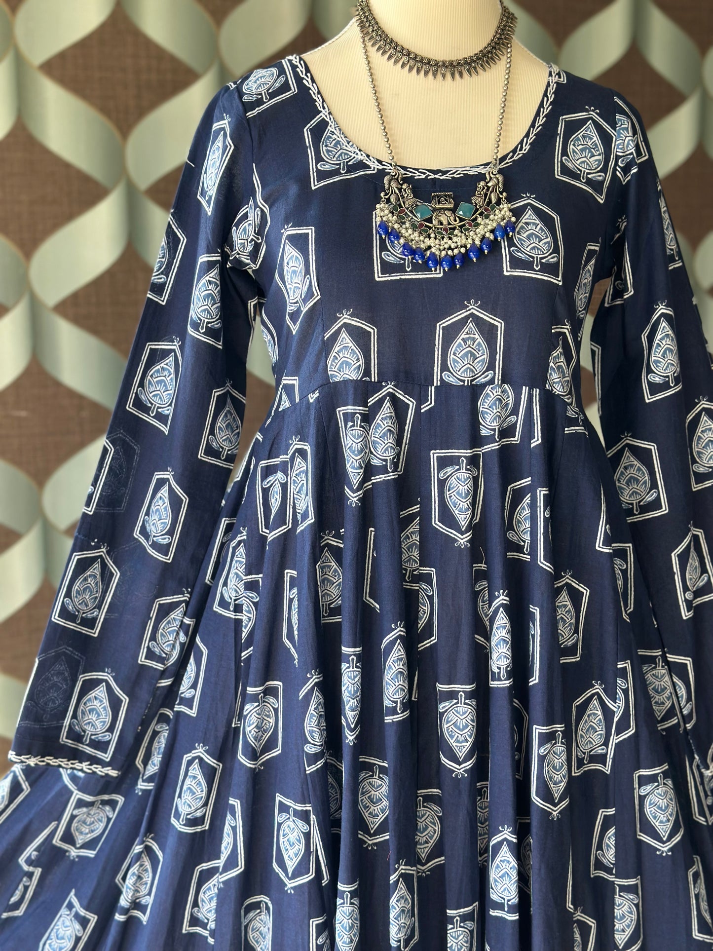 Neelam Indigo Cotton Anarkali