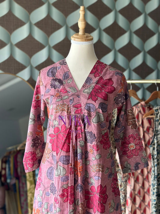 Floral Lilac A-Line Kurta Top