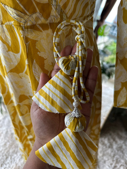 Lemon Yellow Cotton Anarkali Suit Set