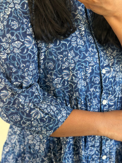 Indigo A-Line Tier Cotton Top