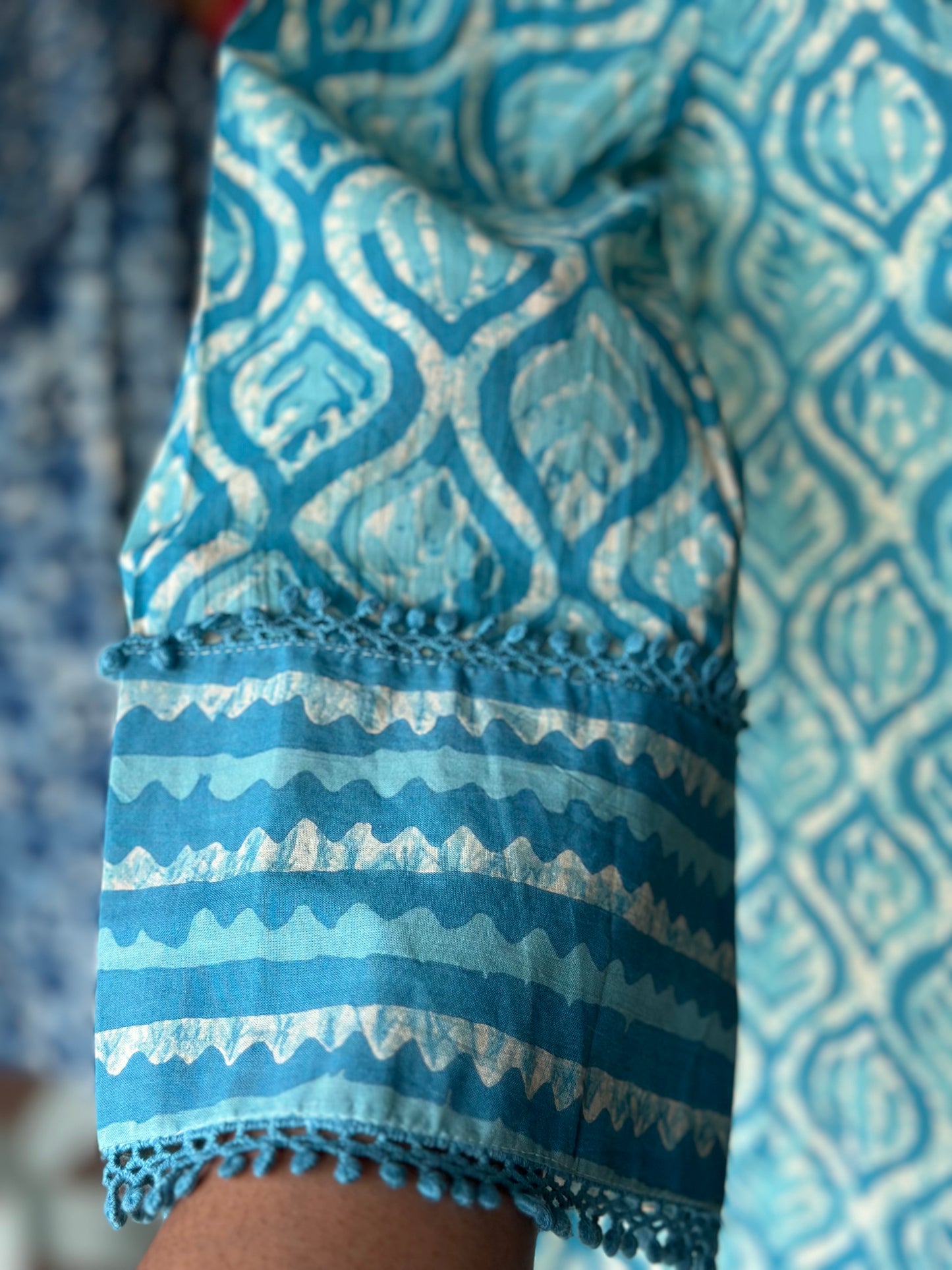 Turquoise Blue Cotton Short Top