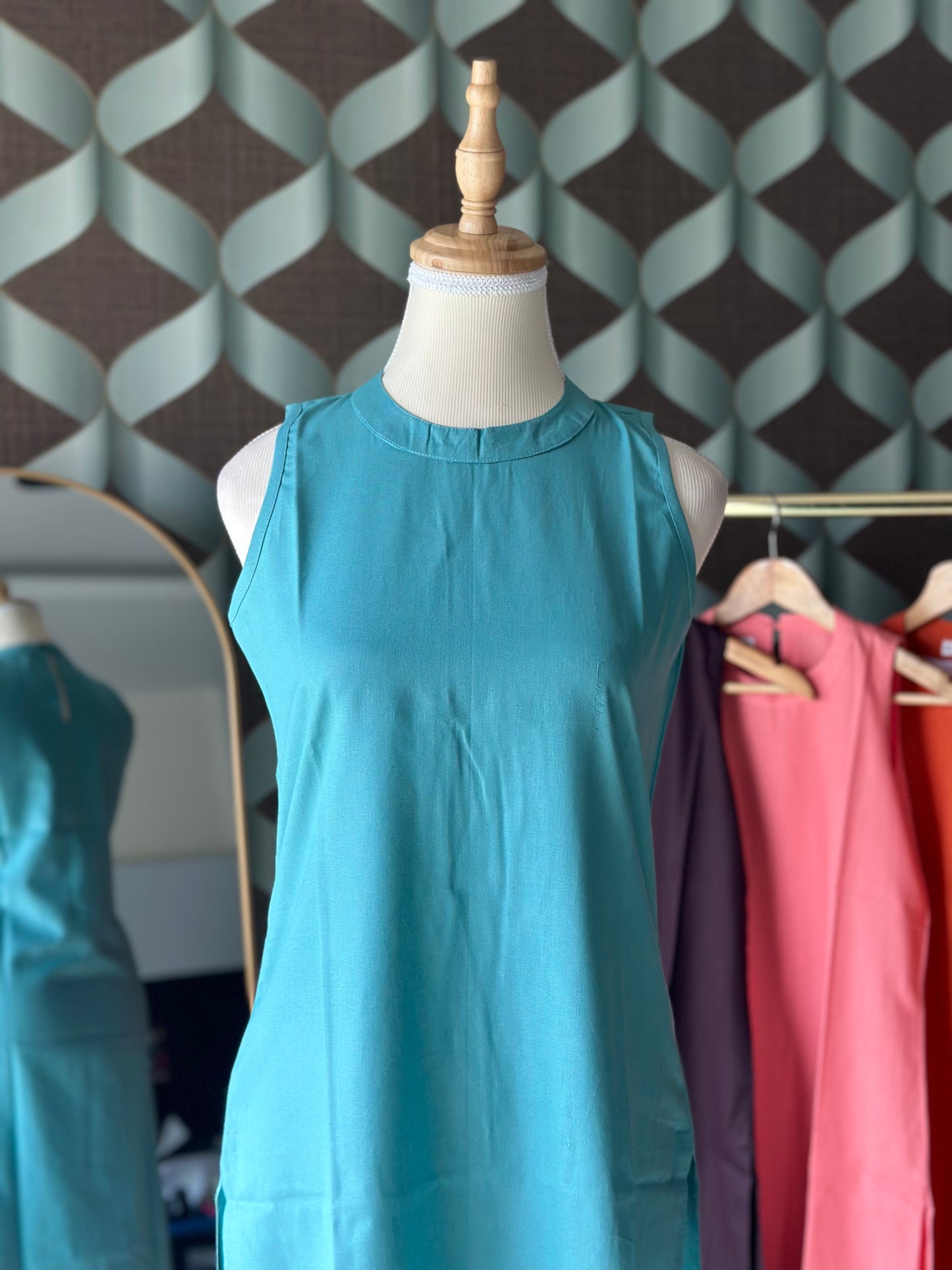 Pastel Blue Halter Cotton Kurta