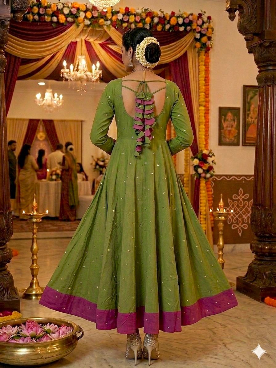Sitara Sage Green Cotton Anarkali