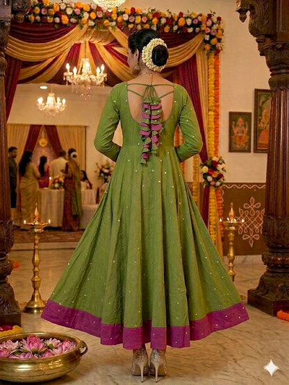 Sitara Sage Green Cotton Anarkali